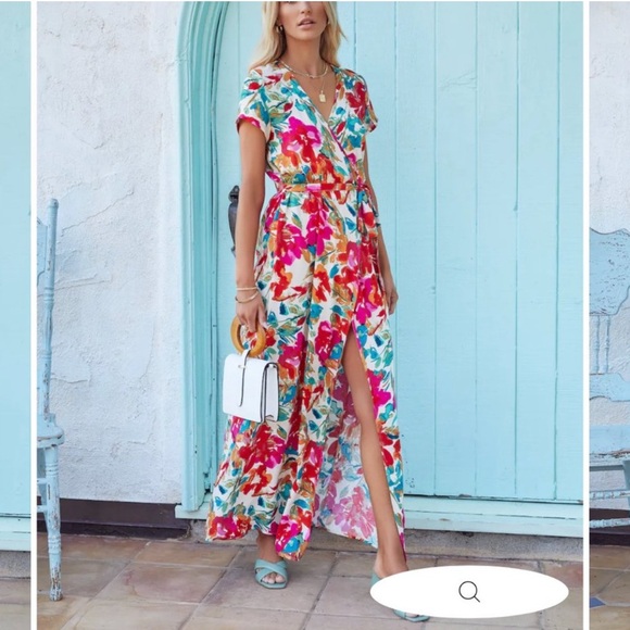 VICI Dress - What In Carnation Bardot Wrap Maxi Dress - Picture 2 of 10